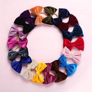 Soft Velvet Bow Baby Headband For Newborn Toddler Girls High Elastic Seamless Nylon Hair Band Cute Infant Hair Accessories