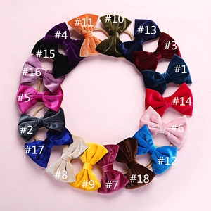 Set of 18 colorful velvet bow headbands for babies with high elasticity hair bands