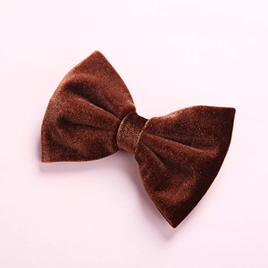 Elegant dark brown velvet hair bow clip for girls with a classic double-layer design