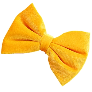 Elegant bright yellow velvet bow hair clip for children with a soft textured finish