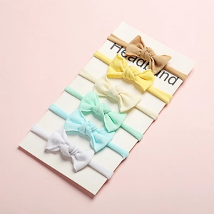 Lot de 6 bandeaux doux pour bébé avec nœuds mignons aux couleurs de macaron
