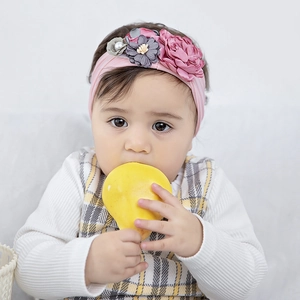 Bandeau Fleur en Satin Élastique pour Bébés Filles Avec Fausse Künstliche Perle Bandeau Floral Douce pour Nourrisson Enfants