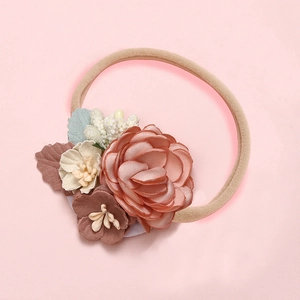Handmade Floral Baby Headband Elastic Nylon Hair Band Infant Toddler Flower Headpiece For Wedding Birthday Party Accessories