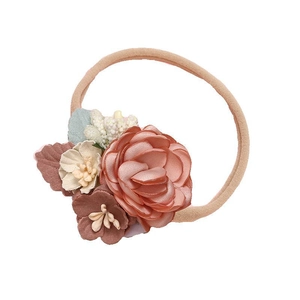 Bandeau à fleurs rose pour bébé en nylon doux et sans couture avec pivoines en tissu