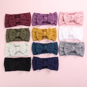 Fasce per capelli neonata in nylon a maglia con grandi fiocchi in 11 colori