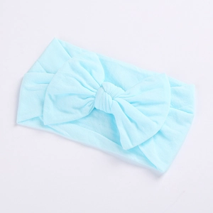 Zachte hemelblauwe nylon baby haarband met grote schattige strik voor peuters baby