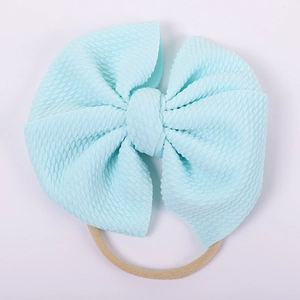 Waffle Fabric Double Layer Bow Infant Headbands For Baby Girls Soft Elastic Nylon Seamless Hair Band Toddler Kids Hair Accessories