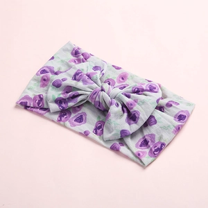 Bandeau bébé bohème à imprimé floral avec grand nœud sur nylon élastique souple