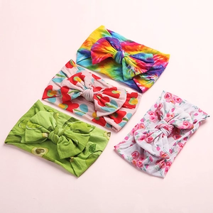 Bandeau Bébé en Nylon à Nœud Imprimé Bohémien Ultra Doux Élastique pour Enfants Accessoires de Photographie Fille