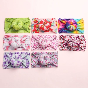 Boho Printed Baby Nylon Headband Soft Elastic Donut Knot Headwrap For Toddler Infant Newborn Girls Cute Hair Accessories