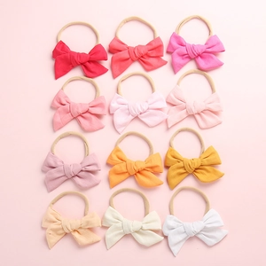 Handmade Baby Bow Headband Soft Bamboo Cotton Pinwheel Bow Elastic Nylon Hairband For Toddler Infants Kids Hair Accessories