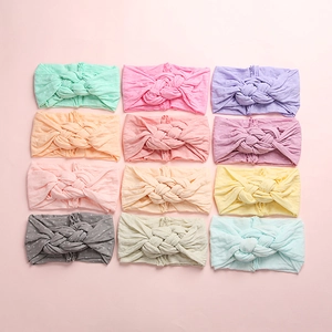 Bandeaux en Nylon à Pois pour Bébés Filles Bandeau Cheveux Large Extensible avec Nœud Noué à la Main Accessoires Cheveux Enfants