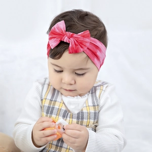 Soft Nylon Tie-Dye Bow Baby Headbands Elastic Multicolor Hairbands For Toddler Infant Photography Props Kids Hair Accessories