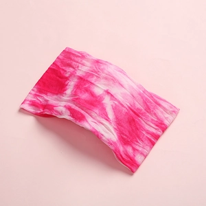 Bohemian tie-dye donut nylon headband for kids in vibrant rose pink and white colors