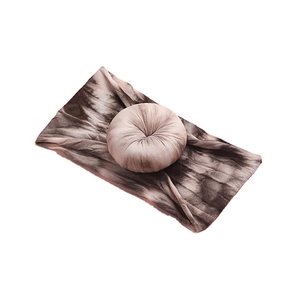 Bohemian tie-dye baby nylon headband with a soft donut knot in brown and pink tones