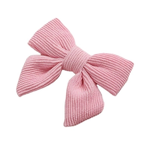 Barrette à cheveux rose en velours côtelé pour filles avec design double nœud texturé