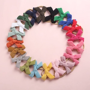 Bandeau en Nylon Haute Élasticité avec Nœud en Velours Côtelé pour Enfants et Bébés Accessoires de Cheveux