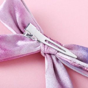 Barrette à cheveux bohème en velours violet tie-dye pour filles avec pince bec de canard