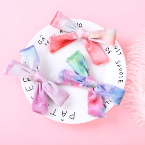 Barrettes Cheveux Nœud en Velours Tie-Dye Bohémien pour Enfants Filles Pinces Croco Faites Main Accessoires Coiffure