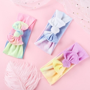 Set di 3 fasce per neonati tie-dye con grandi fiocchi in morbida maglia elasticizzata