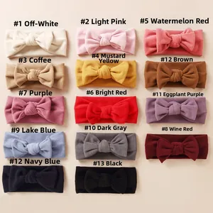 Détails de quatorze bandeaux à nœuds colorés pour bébés filles en tissu doux