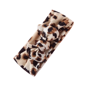Fascia per neonati in maglia tie-dye con fiocco leopardato per bimbi piccoli