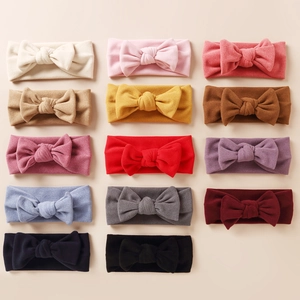 Lot de 14 bandeaux bébé avec nœud en imitation cachemire, tissu doux extensible