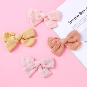Fermaglio per Capelli a Fiocco in Mussola di Cotone a Doppio Strato per Neonati e Bambini Morbido Fiocco in Tessuto Accessori per Capelli