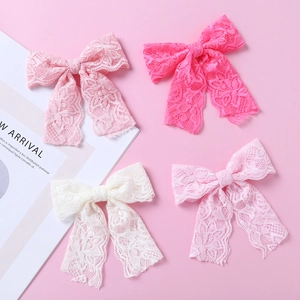 Barrettes à cheveux en dentelle pour filles en rose, blanc et violet pour les fêtes