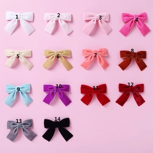 Barrettes à Cheveux avec Grand Nœud en Velours pour Bébés Filles Tissu Doux Couleur Unie Accessoires pour Enfants
