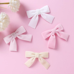 Barrettes à cheveux nuds en velours pour bébé fille, coloris blanc, rose et beige pastel