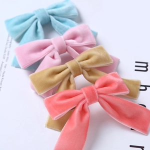 Barrettes à nœuds en velours doux multi-couleurs pour bébés et enfants au design sans couture