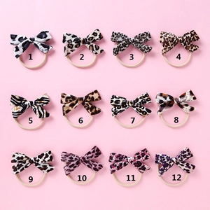 Lot de 12 chouchous nœuds en velours à imprimé léopard et zèbre pour petites filles