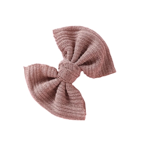 Charmanter Strick-Haarclip für Mädchen mit Schleife und Rippstruktur in Mauve-Rosa