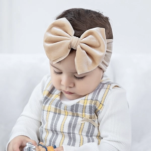 Kids Velvet Bow Headband Bohemian Baby Elastic Hair Band Big Bowknot Hair Accessories For Toddler Newborn Girls