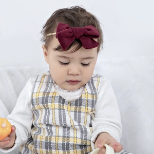 Bandeau Bébé Nœud en Velours Doux Bandeau Cheveux Élastique en Nylon Couleur Unie Accessoires Cheveux Princesse pour Enfant