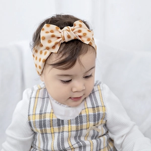 Soft Elastic Baby Headband Vintage Cotton Blend Bow Hair Bands For Newborn Infants Toddlers Kids Polka Dot Headwear