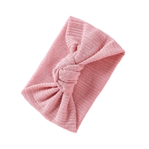 Rosa geripptes elastisches Baby Stirnband mit stilvollem Knoten für kleine Mädchen