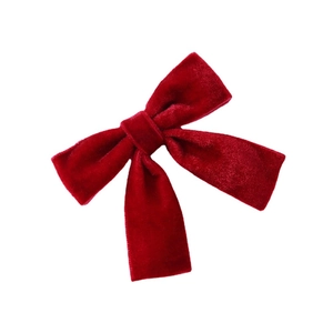 Pince à cheveux nceud en velours rouge foncé pour enfants avec longs rubans