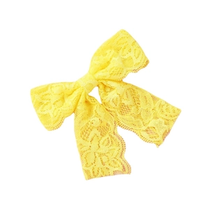 Bandeau bébé en dentelle jaune vif avec nœud élégant pour fêtes et anniversaires