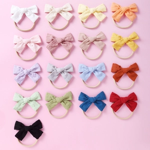 Weiche Nylon Baby Stirnbänder mit 17 Farben Jacquard Schleifen Haarschmuck Set für Kleinkinder