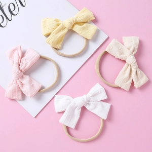 Handgefertigtes Baby Stirnband Mit Schleife Super Weiches Nylon Jacquard Baumwolle Punkte Haarschleife Haarband Für Kleinkinder Kinder