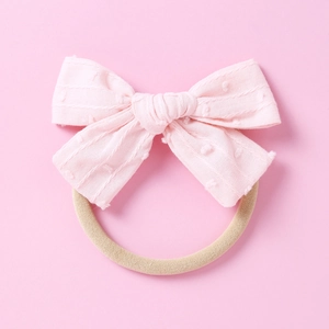 Detail von rosa Jacquard-Schleife Baby-Stirnband mit elastischer Nylon-Schlaufe