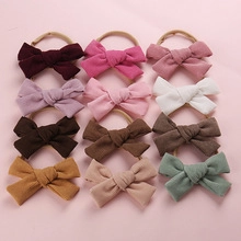 Lot de 12 bandeaux à nœuds en velours côtelé colorés avec nylon élastique pour bébés