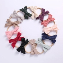 Lot de 14 bandeaux bébé avec nœuds en coton doux, motifs à pois et couleurs unies variés