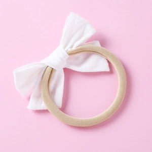 Bandeau bébé en coton doux avec nœud à texture ondulée sur ruban en nylon souple