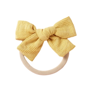 Nœud papillon en coton jaune à carreaux pour cheveux d'enfants, style élégant