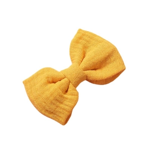 Classico fiocco per capelli in mussola di cotone giallo brillante con morbida trama tessile