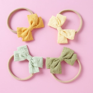 Baby Bowknot Headband Cotton Soft Jacquard Dot Elastic Nylon Hair Band For Infant Newborn Toddler Photography Daily Accessories