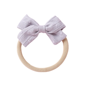 Soft purple jacquard bow headband with high-elastic seamless nylon band for infants
